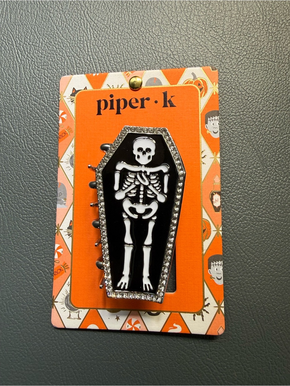 Piper Black Coffin Skeleton Hair Clip for Women